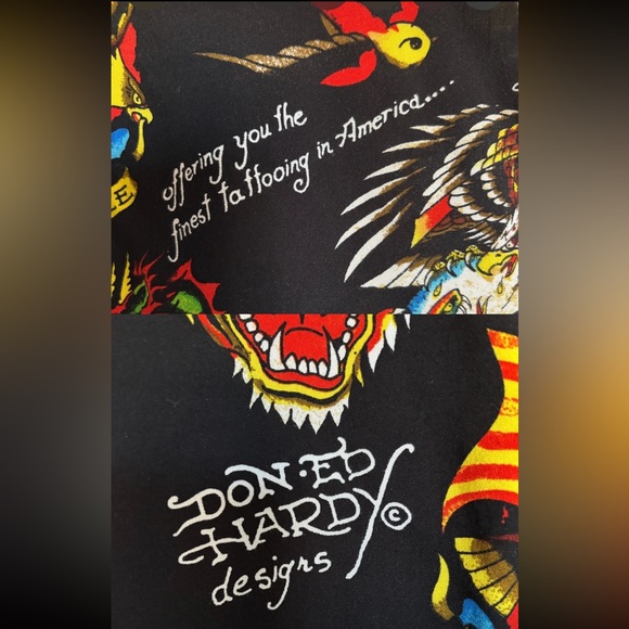 ED HARDY Bold Graphic Tattoo Men’s Short Sleeve Shirt,Skull,Rose,Tiger, Iconic,M - Picture 8 of 16